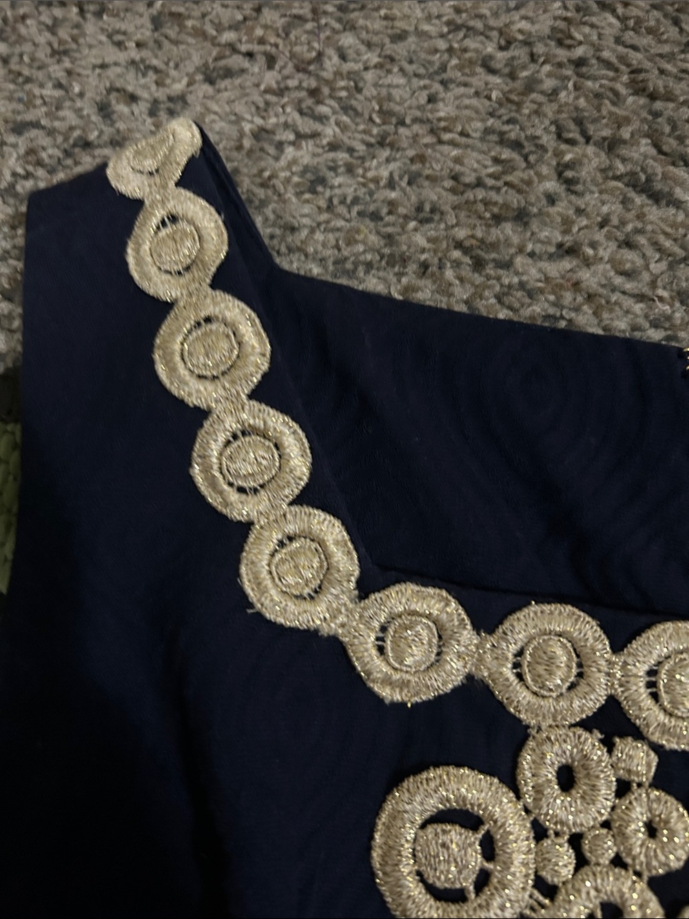 Lilly Pulitzer Navy Shift Dress with Cream Crochet Trim - Picture 5 of 16